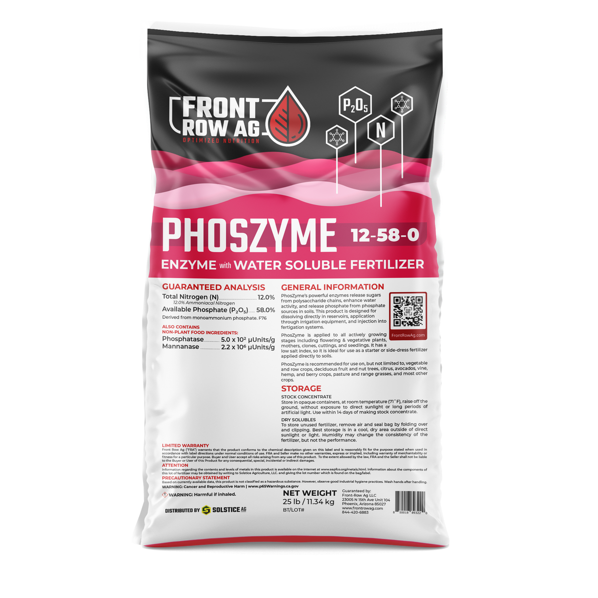 25 lb bag of Front Row Ag Phozyme enzyme with water soluble fertilizer